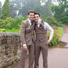 Портной сделанный коричневый твид костюм жениха 3 шт смокинги жениха Мужские свадебные костюмы выпускного вечера костюм жениха(куртка+ брюки+ жилет