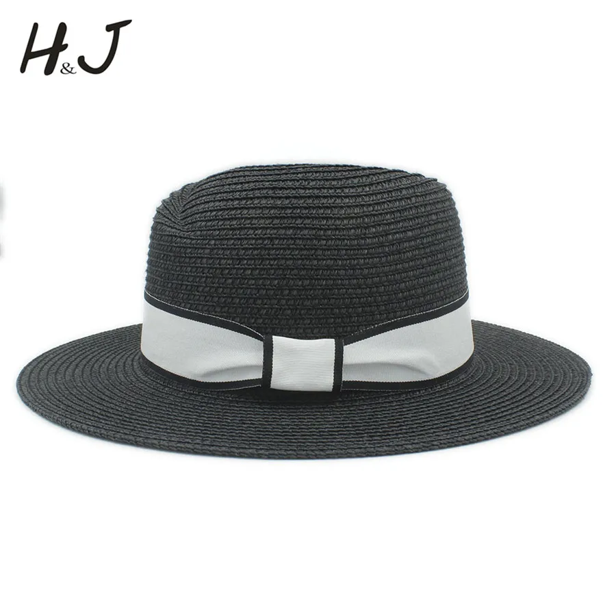 Модная летняя соломенная Панамка для мужчин и женщин, шляпа от солнца для джентльмена, Панама с широкими полями, шляпа, элегантная женская шляпа Fedora, Пляжная Шляпа