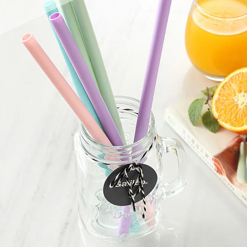 

25cm Candy Color Silicone Straw Straight Bend Food Grade Drinking Straw for Bar Home Drinking