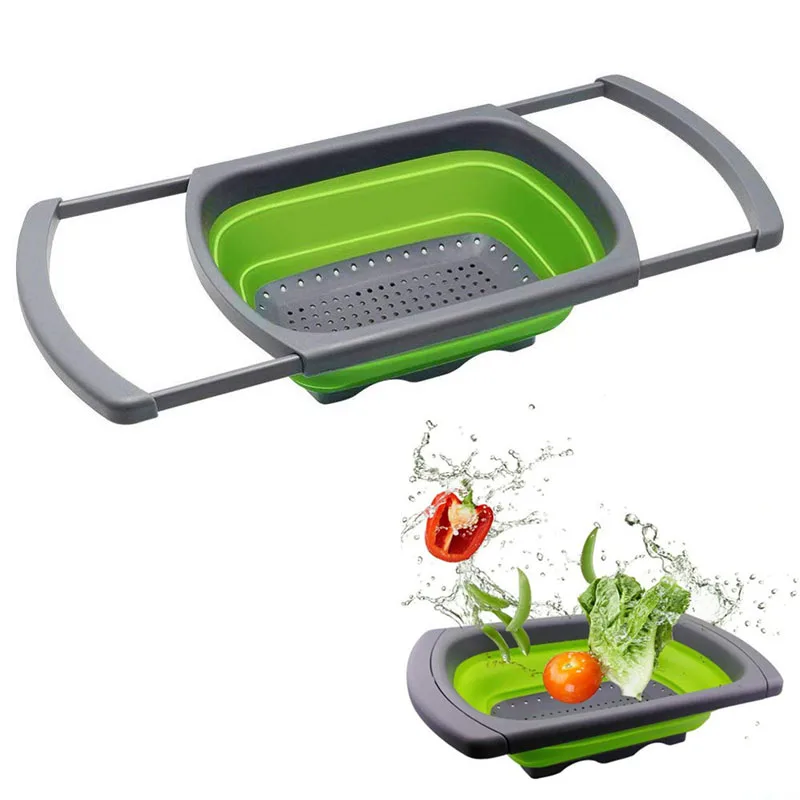 Collapsible Kitchen Colander Strainer Drainer Washing Basket Plastic