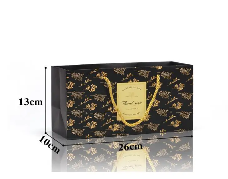 100 шт. 26x13 см лист перо Bronzing узор бумага сумки с ручкой для подарков подарочные мешочки под конфеты посылка SN1565