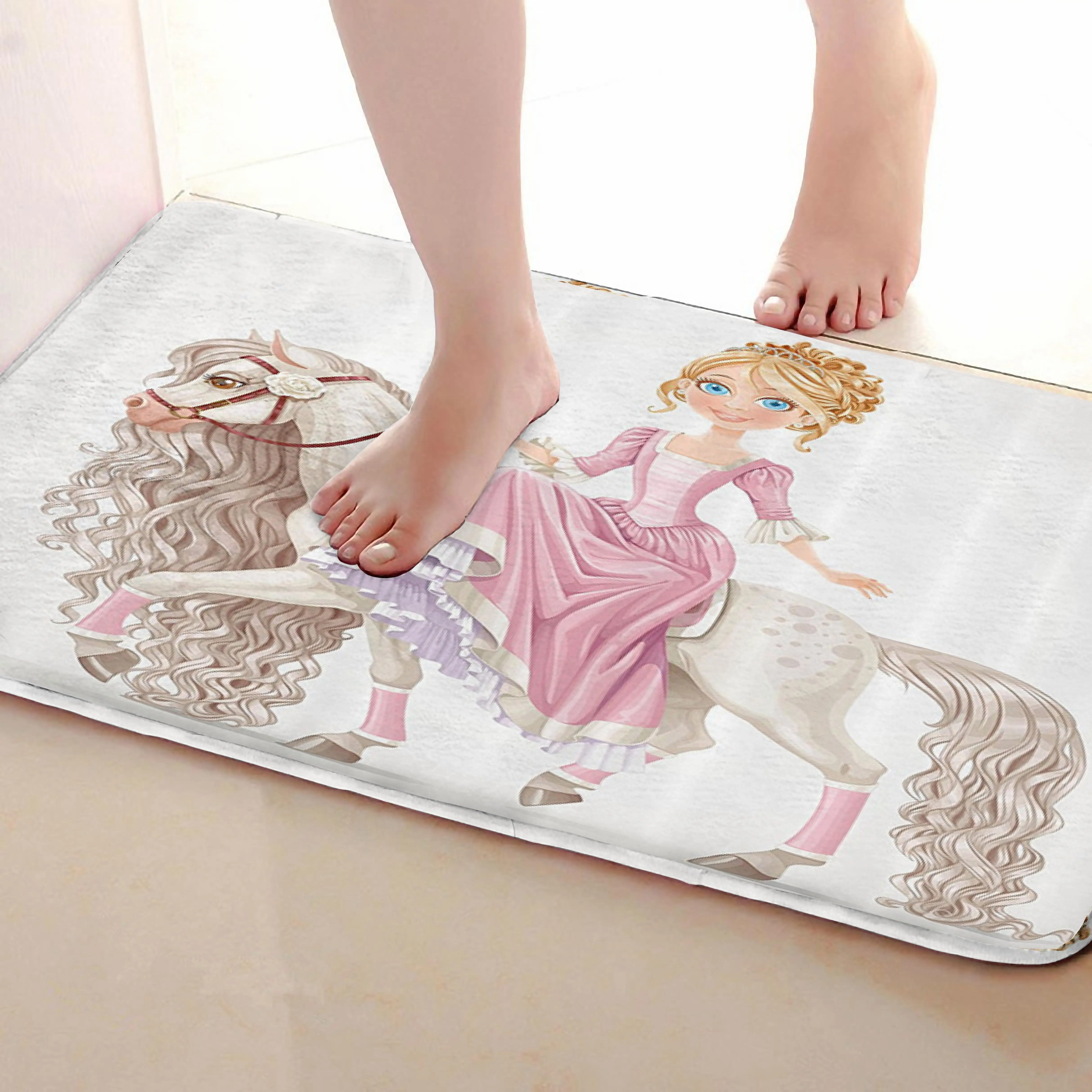 Коврик для ванной комнаты в стиле принцессы, Забавный Противоскользящий коврик для ванной, аксессуары для душевой занавески, соответствующие вашей душевой занавеске