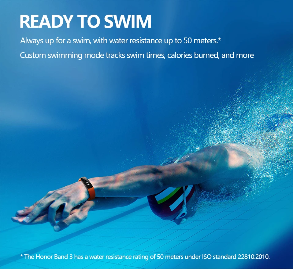 Умный Браслет Huawei Honor Band 3, монитор сердечного ритма Honor 3, умный Браслет для плавания, водонепроницаемый фитнес-трекер