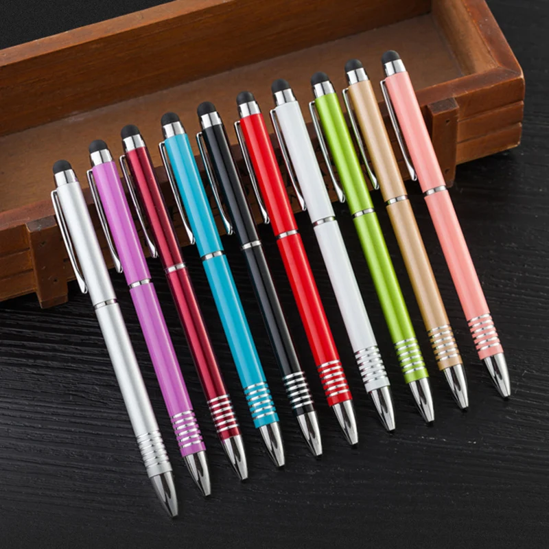 

Rotating metal aluminum rod capacitor touch ballpoint pen Multi-function touch screen pen Handwriting dual-use metal diamond pen
