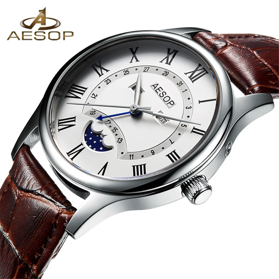 

AESOP 2018 Fashion Watch Men Top Luxury Brand Sports Quartz-watch Leather Band Waterproof Men Casual Relogio Masculino Saatler