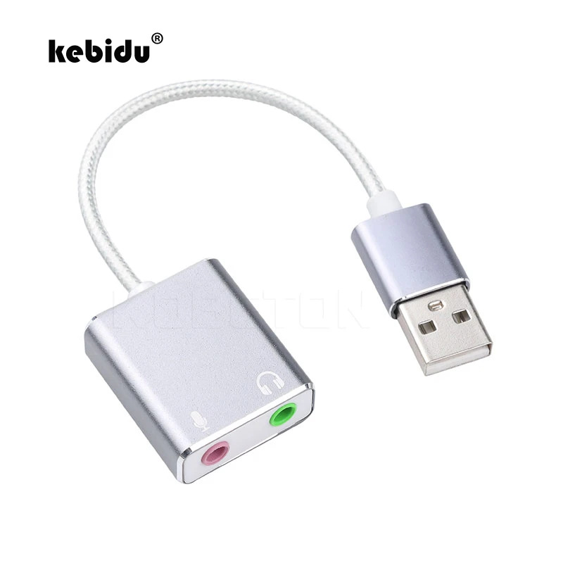 Kebidu модный аудио адаптер 3D внешняя звуковая карта 7 1 USB 2 0 до 3 5 мм Микрофон Разъем