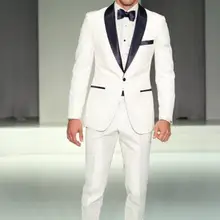 Самая последняя конструкция цвета слоновой кости с отложным воротником на пуговицах жениха отворот Свадебный для шафера, друга жениха, костюм «человек(куртка+ штаны+ галстук-бабочка