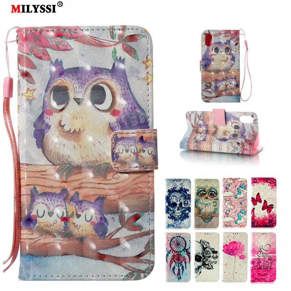 MILYSSI чехол для iPhone X Xs XR XS Max Wallet Case IPhone Flip PU кожа 3D Vision Обложка с рисунком | Мобильные