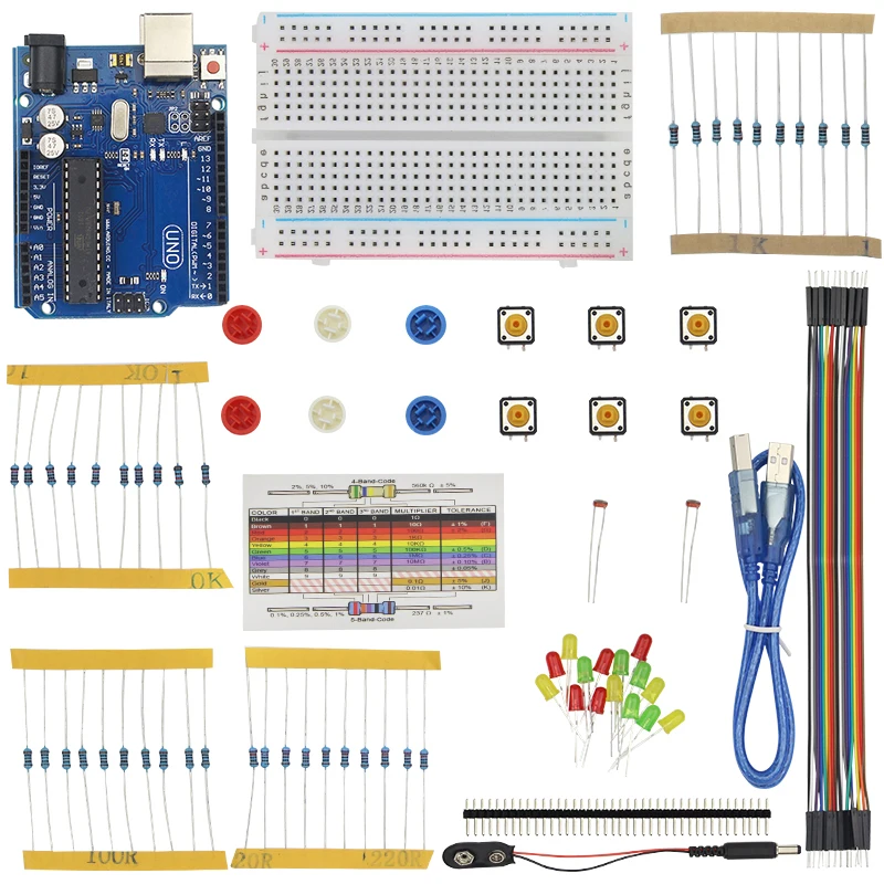 Starter Kit for Breadboard USB Cable LED LDR Resistance 40 Pin Header