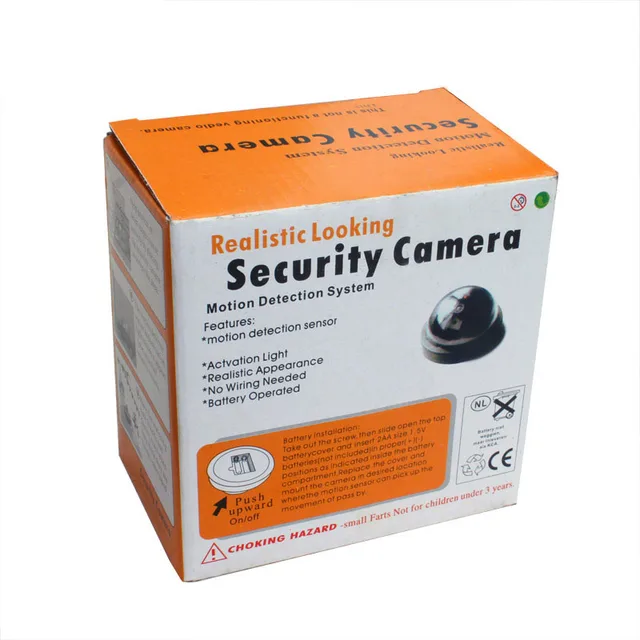 camera factice dôme noire/blanche, lumière LED clignotante rouge, caméra de sécurité factice CCTV – Image 5