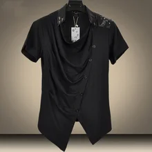 Новинка, футболка в стиле хип-хоп с заклепками и воротником, облегающая Мужская футболка, Повседневная футболка в Корейском стиле, модная брендовая мужская футболка