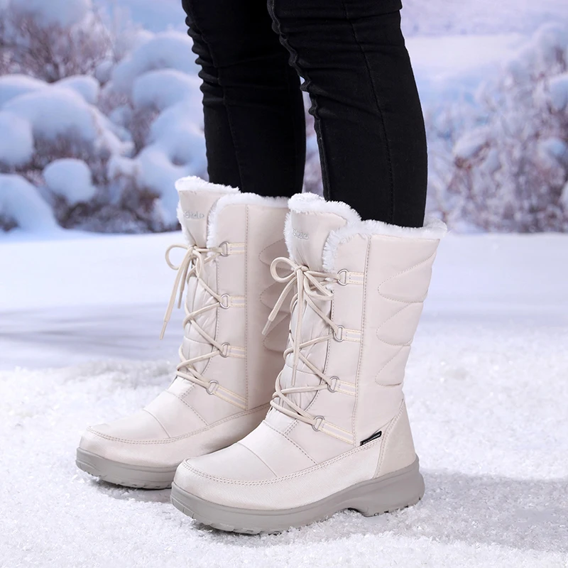 EXCARGO/зимние сапоги до 40 градусов Женская модная теплая зимняя обувь с хлопковой подкладкой на высоком каблуке г. Нескользящие Водонепроницаемые зимние сапоги на меху