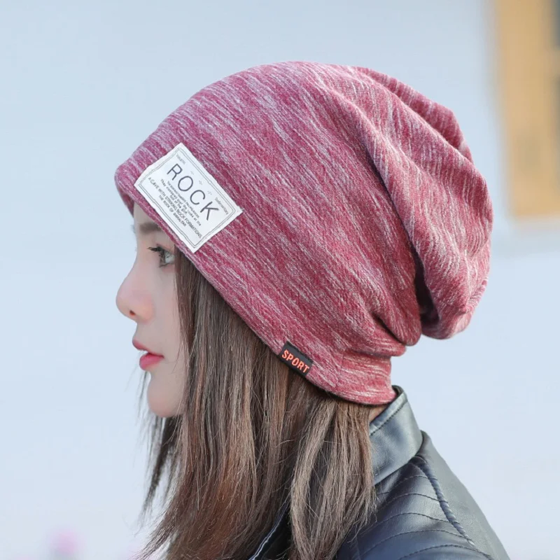 

Female Ball Hat Knitted Beanies Girl's Winter Hat For Women Thermal Rock Brand Cap Thick Women'S Skullies BLUE BLACK BURGUNDY