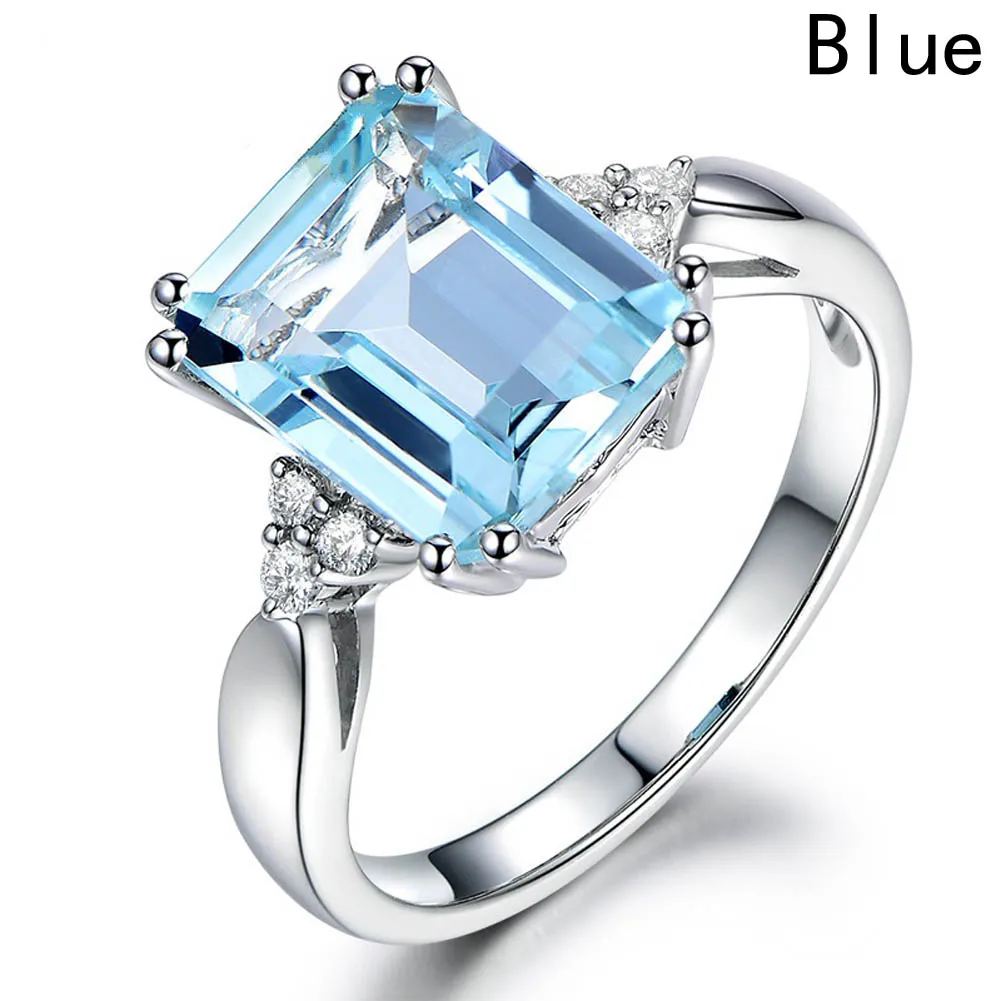 Кольца для Для женщин Медь Обручение Большой синий кристалл камень кольцо для Свадебные Bague Размеры 6 7 8 9 10