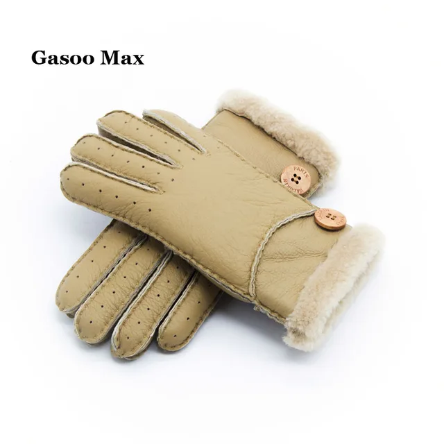 2017 Russian Women Winter Warm Gloves Wool Best Gifts Genuine Leather