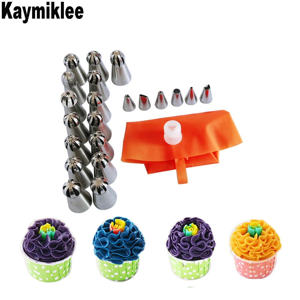 

Kaymiklee 23PCS/SET Pastry Nozzles Icing Nozzle Stainless Steel Cake Pastry Set Tips Cake Pastry Tips Set CS129