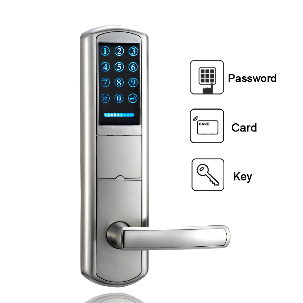 Offices Smart Door Lock Digital Door Lock Touchscreen Fingerprint/Password/RF Card/Key Automatic Lock Anti-Theft Security Lock for Home Apartments Hotels 