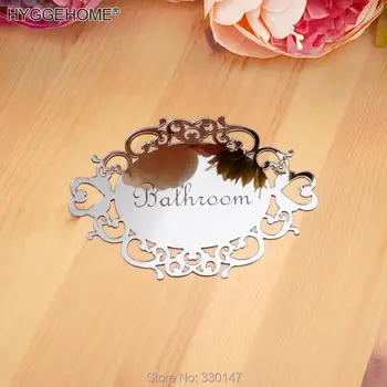 

Sign of Bedroom Bathroom Toilet Wall Stickers Door Sticker Signage Oval Art Mirror Indicator Customized Personalized Home Decor