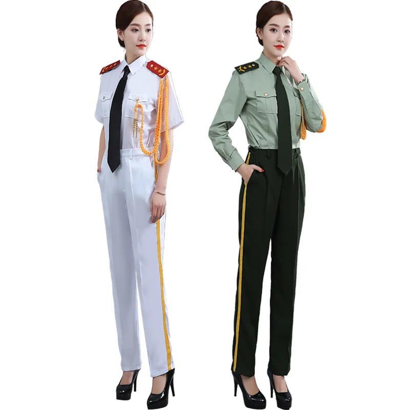 

Women's military uniform summer flag raising Clothing cultural troupe military Blouse + Pants Or Skirt performance Army Wear