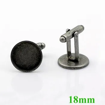 

Antique Silver Plated Bezel tray Settings Cuff Links Cufflinks Bases Blank Findings fits 18mm Round stone Cabochons Wholesale