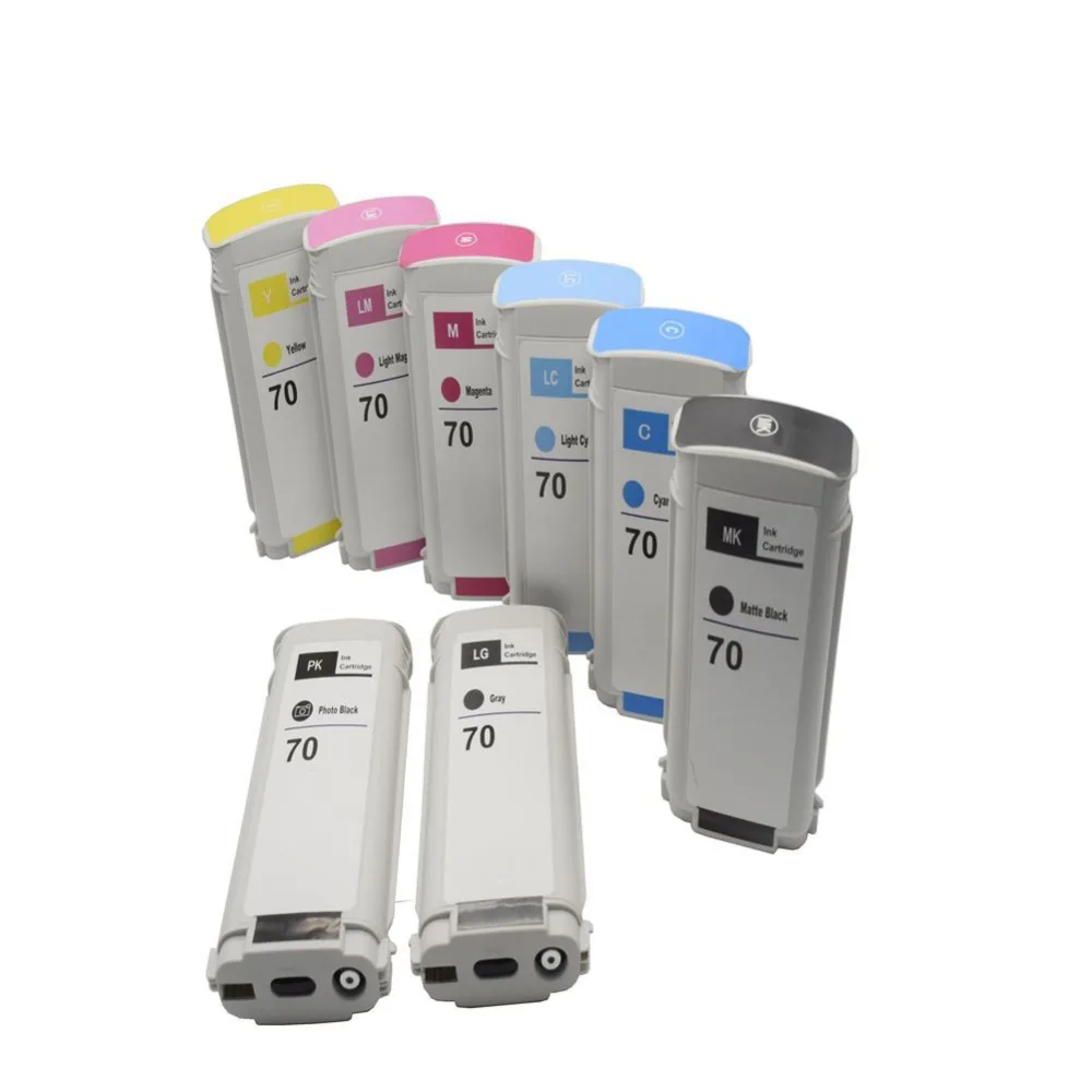 

130ML * 8 Ink Cartridge Compitable for HP70 Used for HP Z2100 Z3100 Z3200 Z5200 Printer (PK + LG + MK + C + LC + M + LM + Y)