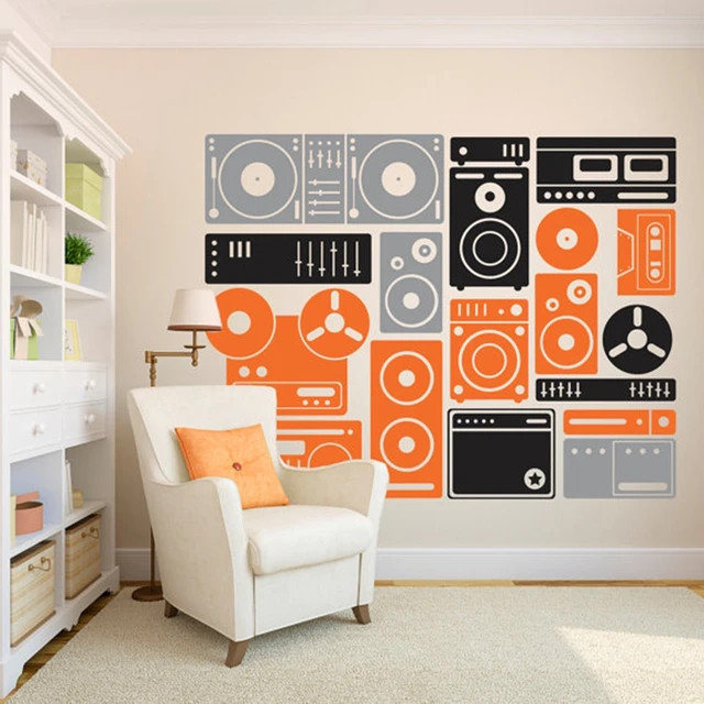 200x155cm extra large music equipment wall art decor stickers