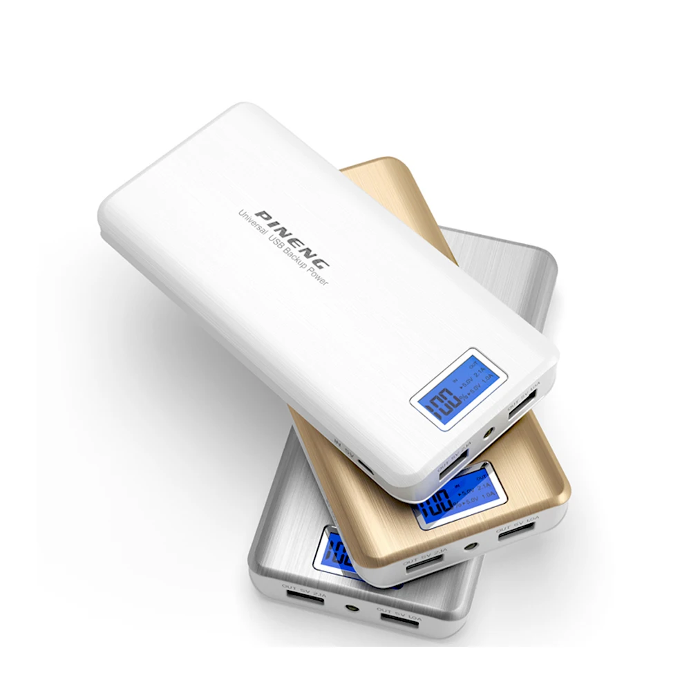 Genuino banco de energía pineng-pn999 20000mAh Dual USB LED linterna banco de energía Bateria carga