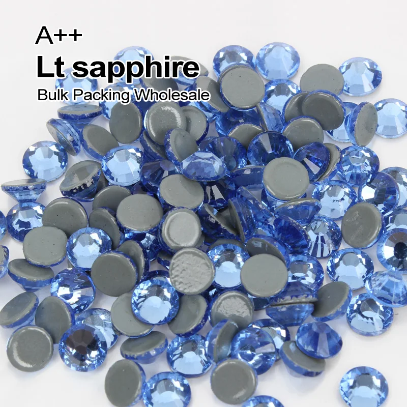 

A++ High quality Lt sapphire Hotfix Rhinestones SS6-SS30 Bulk Packing Wholesale