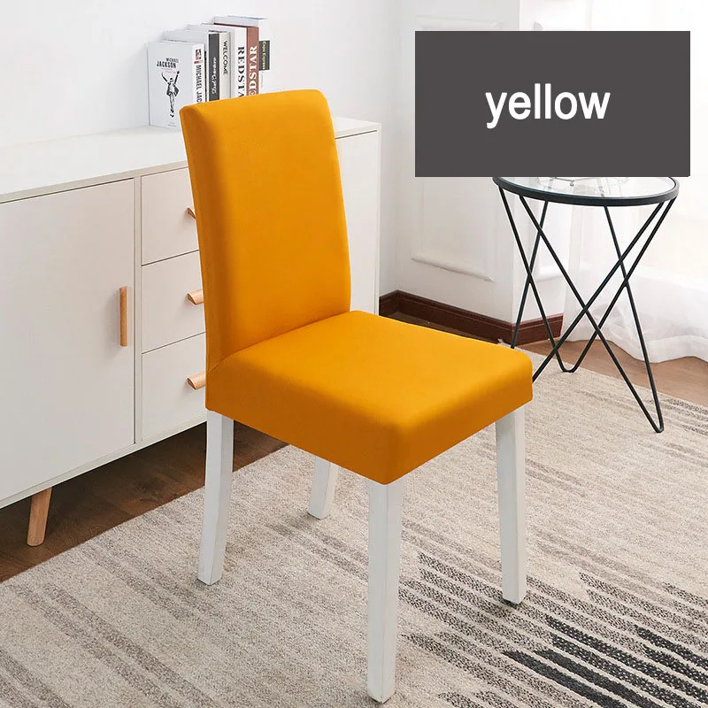 Однотонный цветной чехол для кресла спандекс эластичные чехлы стул для свадебного банкета чехлы столовый набор крышка пасторальный гостиничный чехол - Цвет: yellow