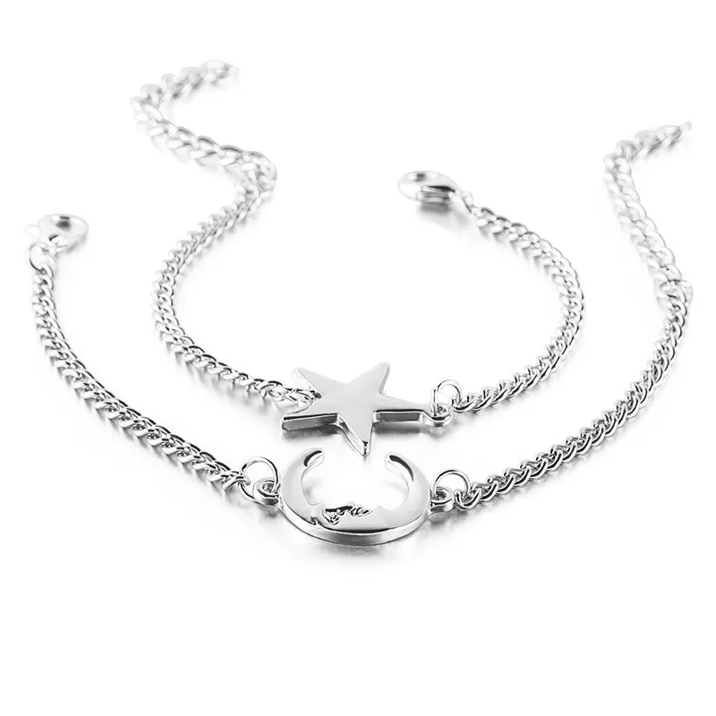 

Punk Retro Charm Simple Moon Star Heart Crystal Elasticity Bracelet Party Jewelry Accessories For Women drop shipping