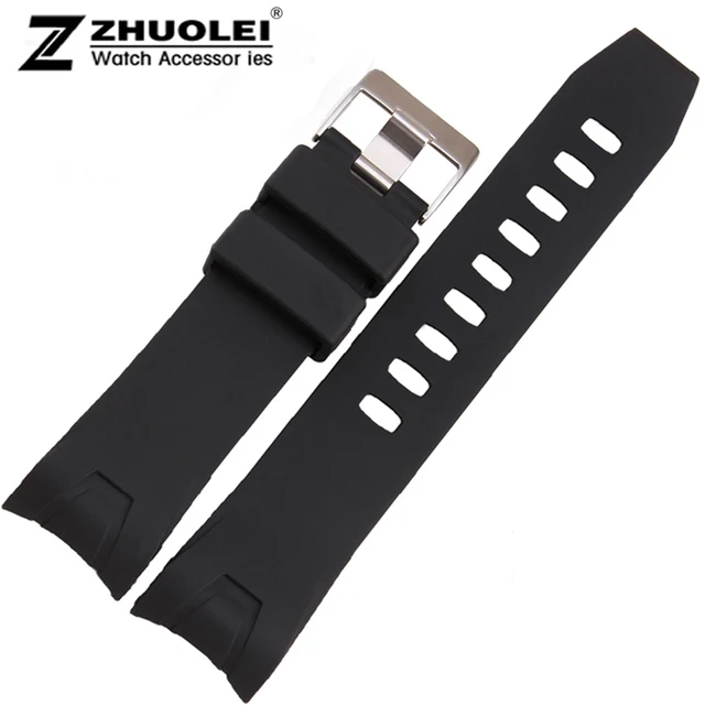 Buy Watchbands 20mm 22mm NEW Mens Black Diver Waterproof Silicone Rubber Curved