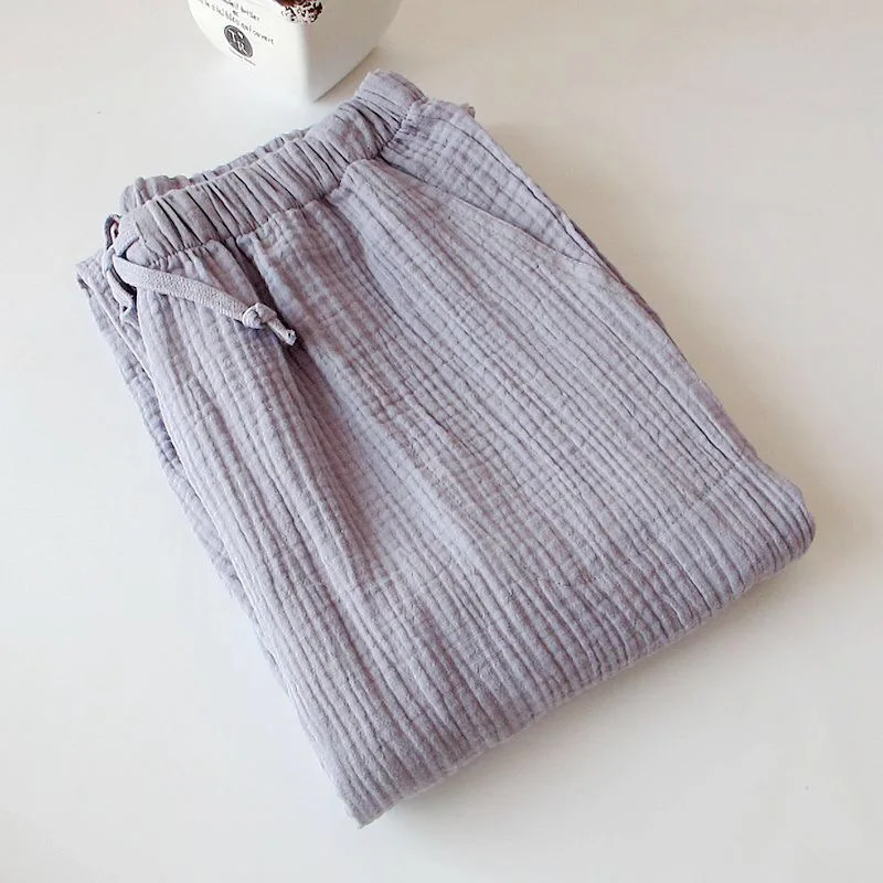 Весенняя Новинка, Мужские штаны для сна из чистого хлопка, простые Стильные хлопковые брюки с завязками, одноцветные домашние штаны для сна - Цвет: Light Grey
