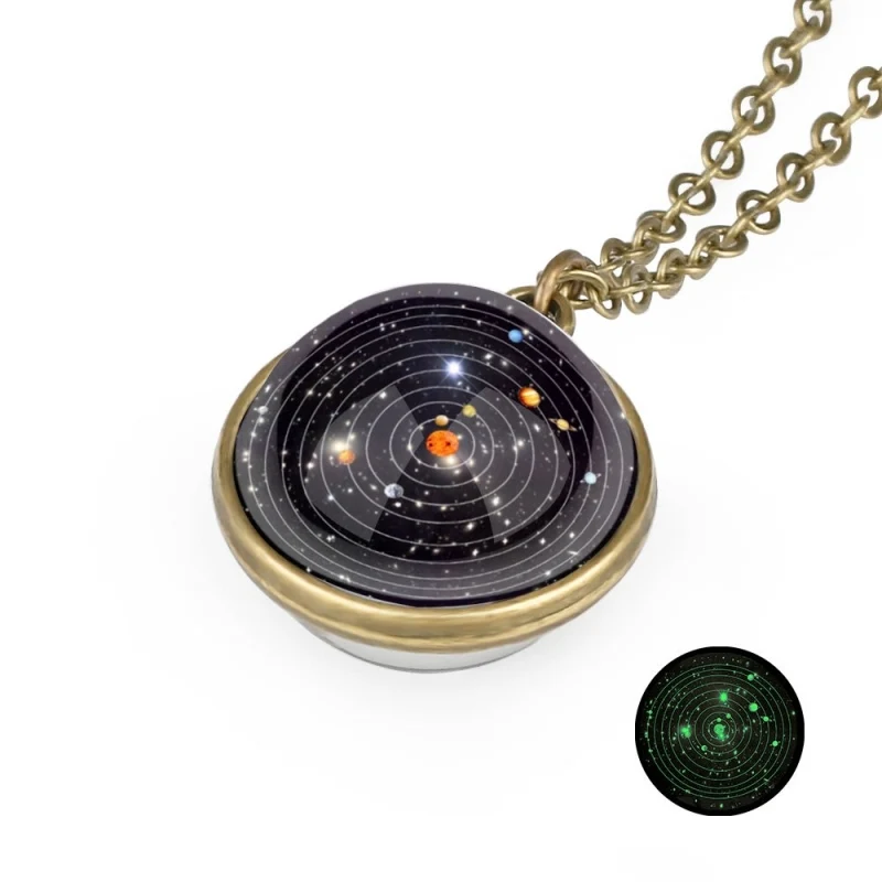 

2018 new retro solar pendant star sun necklace space glass dome necklace galaxy pendant chain gift jewelry