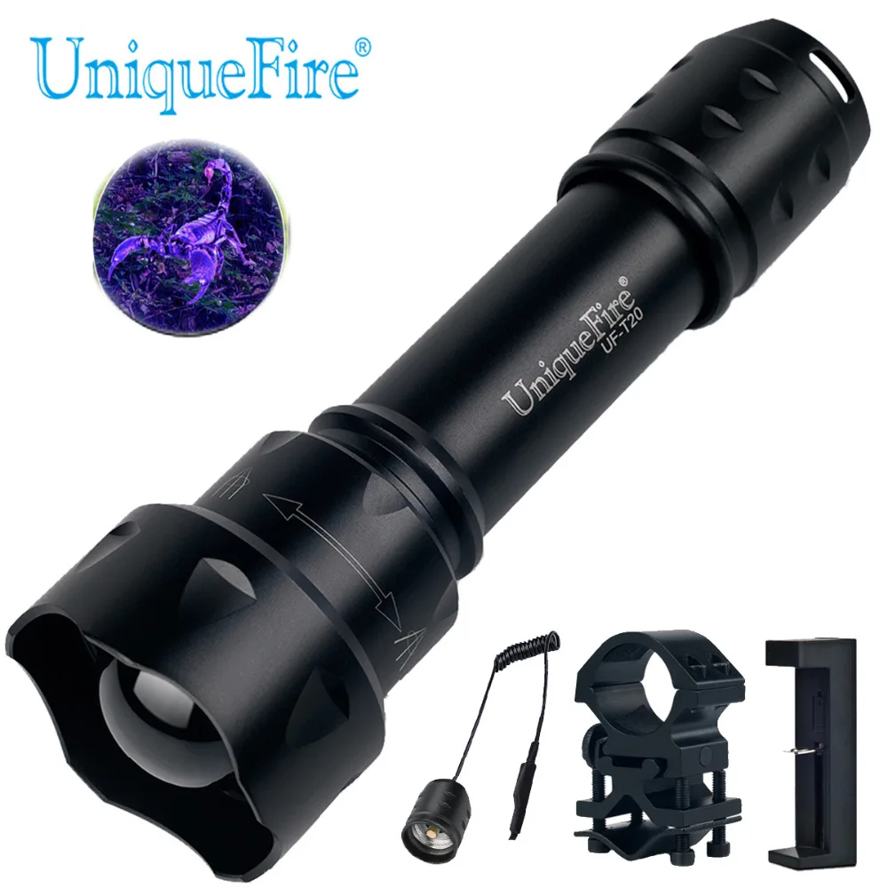Ультрафиолетовый фонарик UniqueFire T20 фонарь с крысиным хвостом зарядным