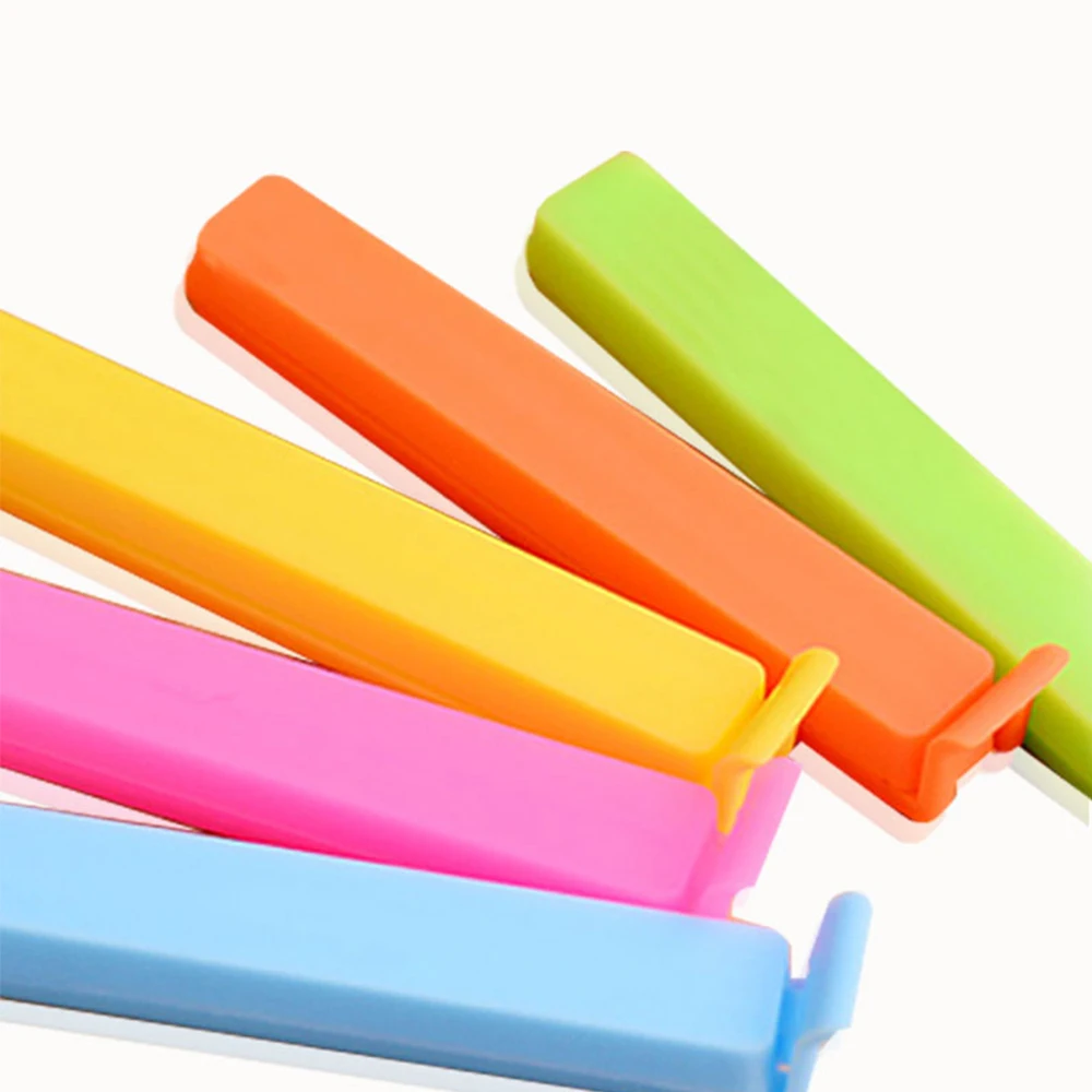 

Home Candy Color Sealing Clamp Snack Bag Sealer Kitchen Tool Food Clips Random Color 5Pcs As Shown