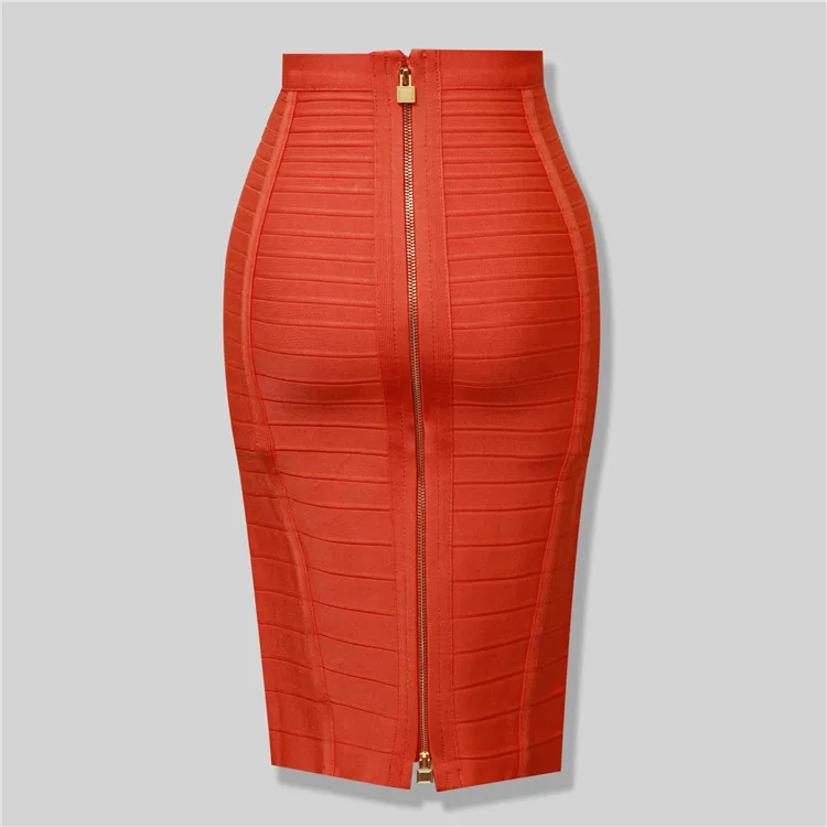 Высококачественная Черная, красная, синяя, оранжевое на молнии облегающая юбка из вискозы, вечерние юбки-карандаш