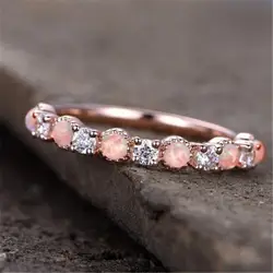 Позолоченное 14 К розовое золото серебро искусственный опал кольцо Австралия кристалл мода свадьба обрувечерние чение Вечеринка хвост