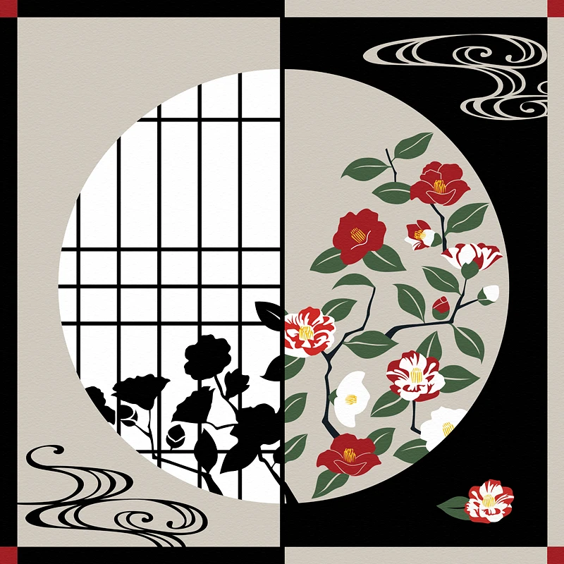 Японский фуросики полиэстер 100%/Япония Классическая традиционная Roundel Blossom печать 70 см/много видов применения