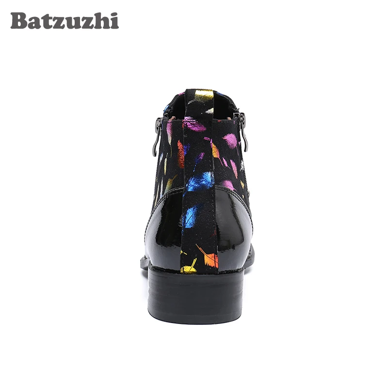 Multi Cuir Parti Type Italien Fer Couleur Bottes Doux Bottines Botas Hommes Hombre En Chaussures De Orteil Batzuzhi Designer Véritable UzSMLVpqG