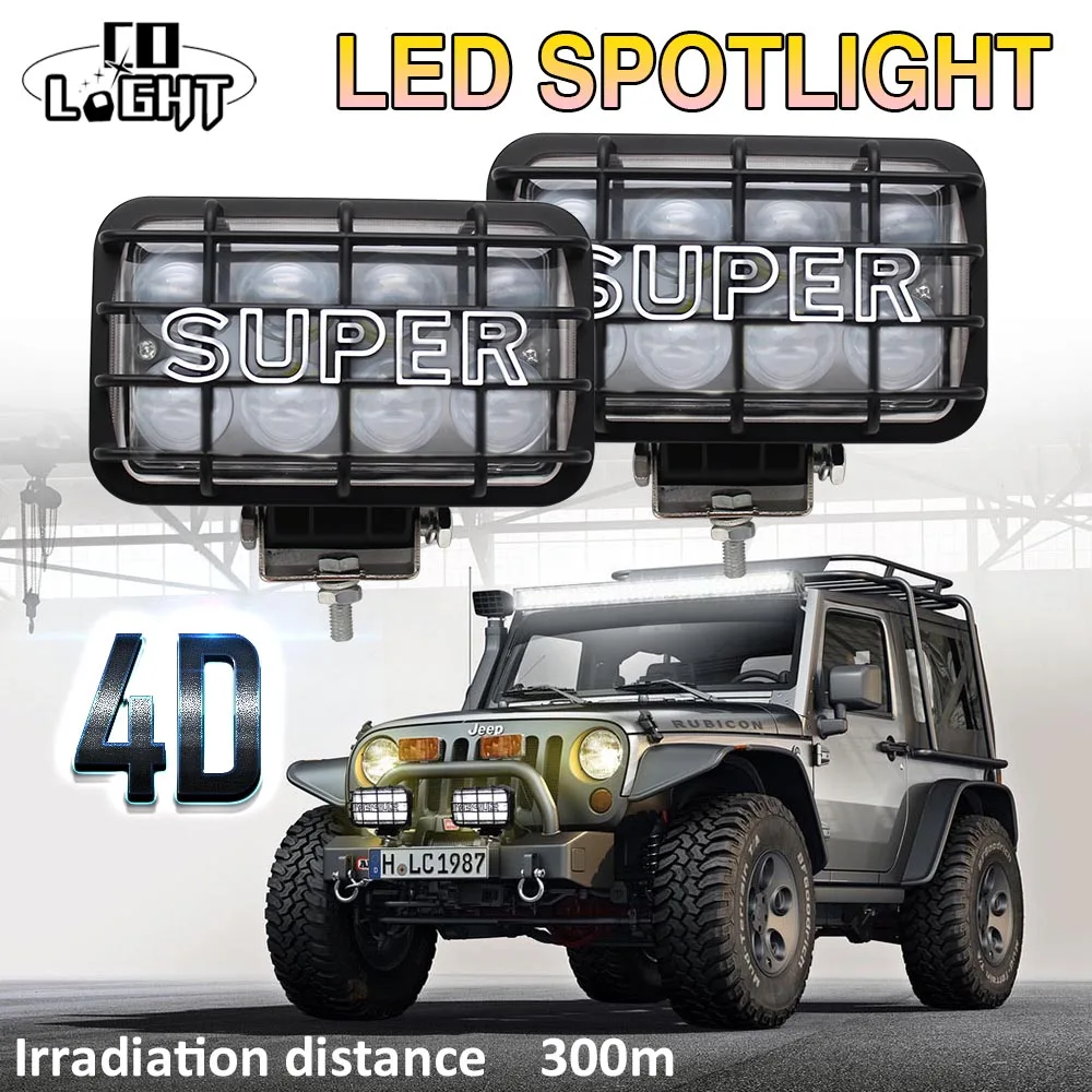 

CO LIGHT 4D 80W 4X6Inch Led Work Lights Led 12V 24V 6500K Spot Led Beams for Auto 4Wd 4X4 Lada UAZ Toyota Jeep Ford SUV ATV BMW
