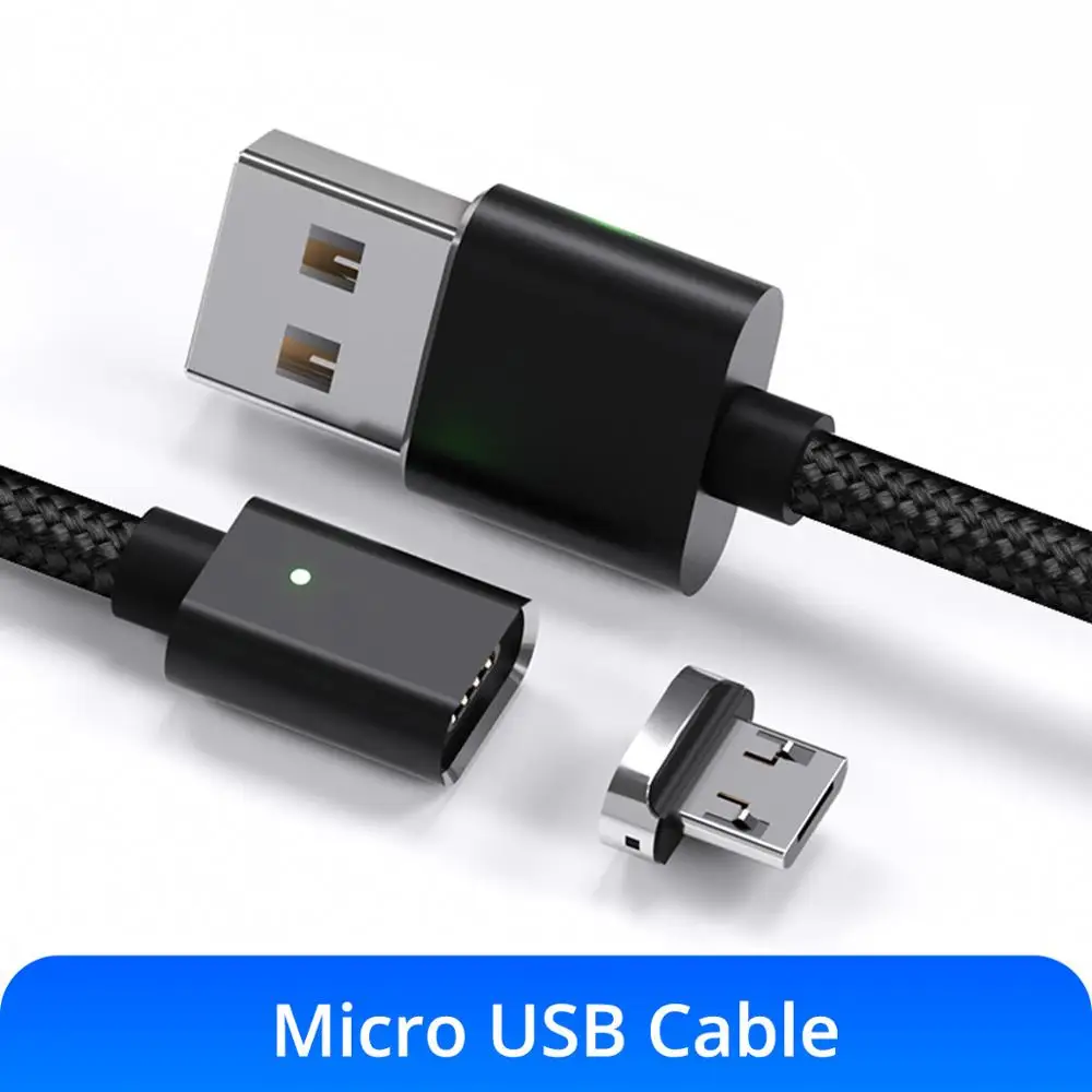 Ankndo Micro USB кабель Магнитный кабель Быстрая зарядка нейлоновый провод магнит Быстрая зарядка для смарт мобильный телефон, планшет на OC android устройство - Цвет: Black Micro Cable