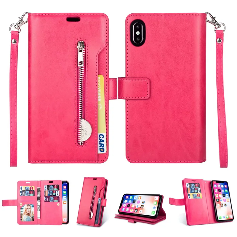 Card Slot Flip Cover For iPhone 6 6s 7 8 Plus 5 5S SE PU Leather Wallet Zipper ID Coin Purse Case Xs Max Xr X |