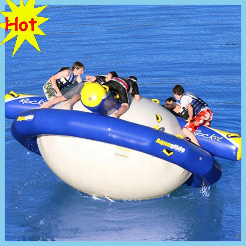 

Free Shipping Factory Price Dia2.5m Blue and White Crazy Water Toys Inflatable Saturn Rocker Water Amusement Equipment for Sale
