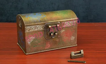 

Pure copper, Shuanglong xi zhu jewellery box