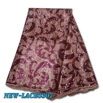 

Latest Nigerian African french tulle lace fabrics With sequins High Quality Guipure Lace Fabric For Women dress WD006