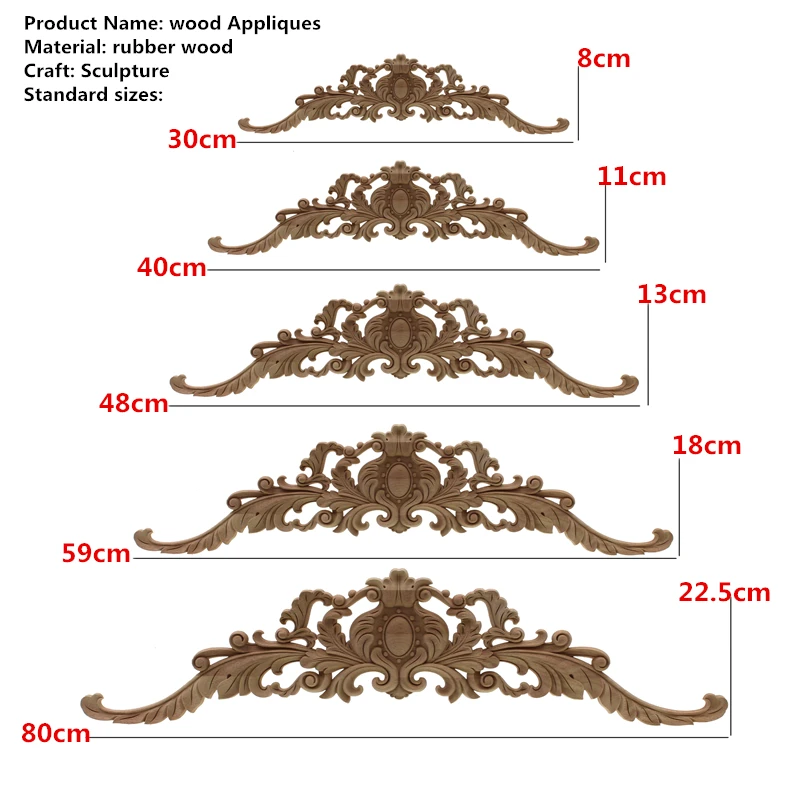 Прямоугольная резьба из натурального дерева аппликации для мебельного шкафа неокрашенные деревянные молдинги наклейка винтажный домашний Декор Декоративные