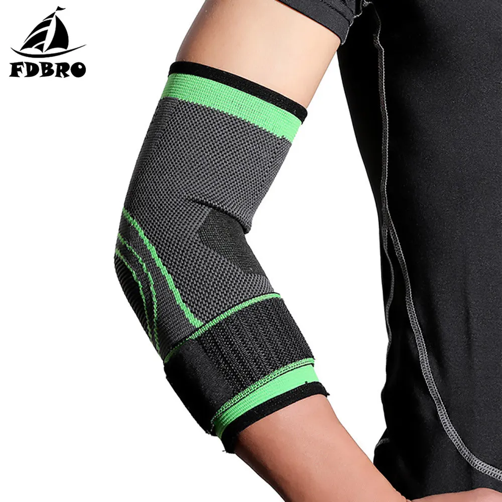 

FDBRO 1PCS Basketball Running Volleyball Compression Adjustable Elbow Pad Brace Elastic Bandage Tennis Elbow Support Protector