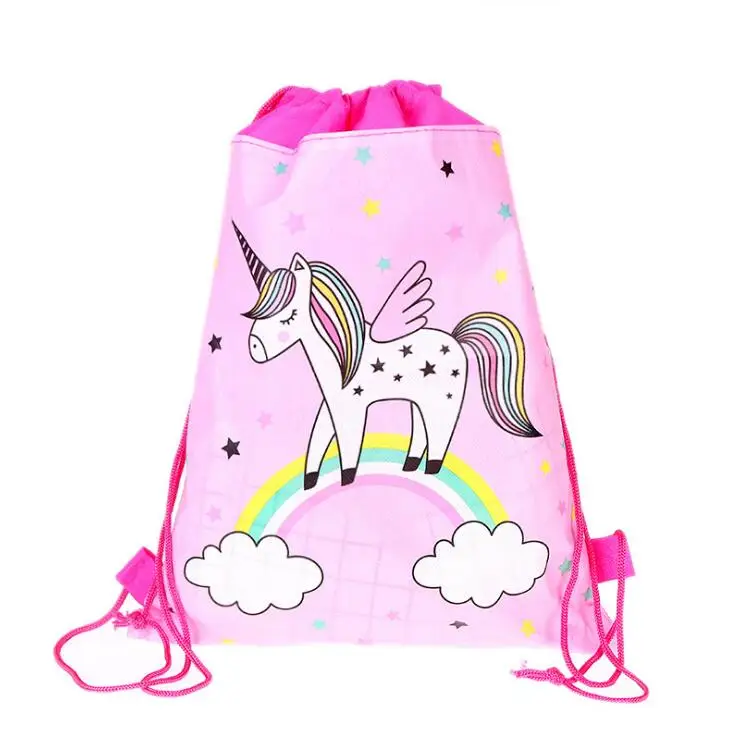 Модный шнурок сумка 3D печать единорог Drawstring Рюкзак Женский Повседневный ранец Девочки Drawstring сумки дети