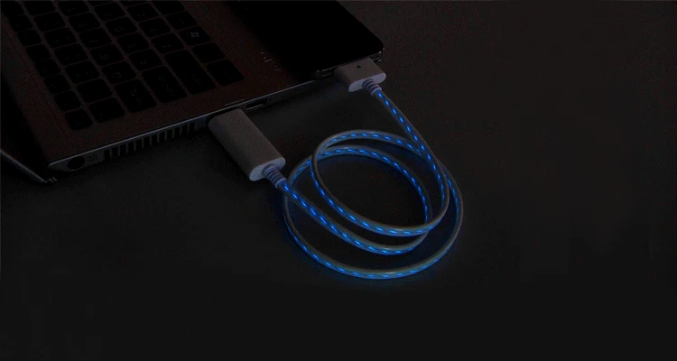 Струящийся светодиодный светильник, светящийся зарядный USB кабель для передачи данных для iPhone 8, 7 Plus, X, iPad, кабель Micro USB, 1 м, 2,4 А, шнур для быстрой зарядки, 4