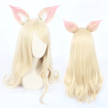 

Game Character LOL K/DA Ahri Cosplay Wigs 90cm with ears KDA Heat Resistant Synthetic Hair Perucas Cosplay Wig